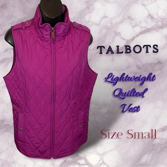 Talbots Diamond Quilted Vest Size Small Peony Pink Magenta - Picture 1 of 14